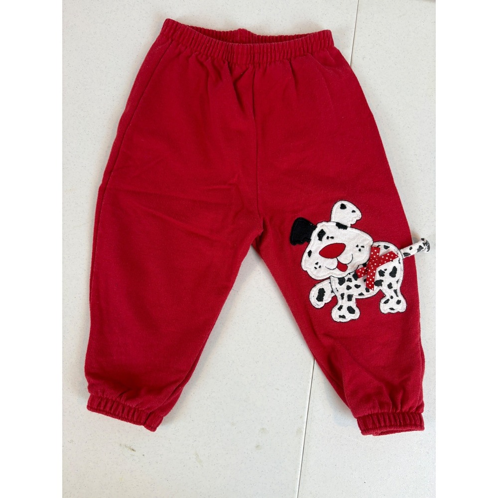Vintage Buster Brown Red Dalmatian Dog Applique Sweatpants 18M Made in USA‎